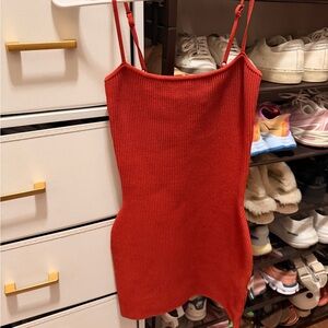 Babaton Red Ribbed Bodysuit